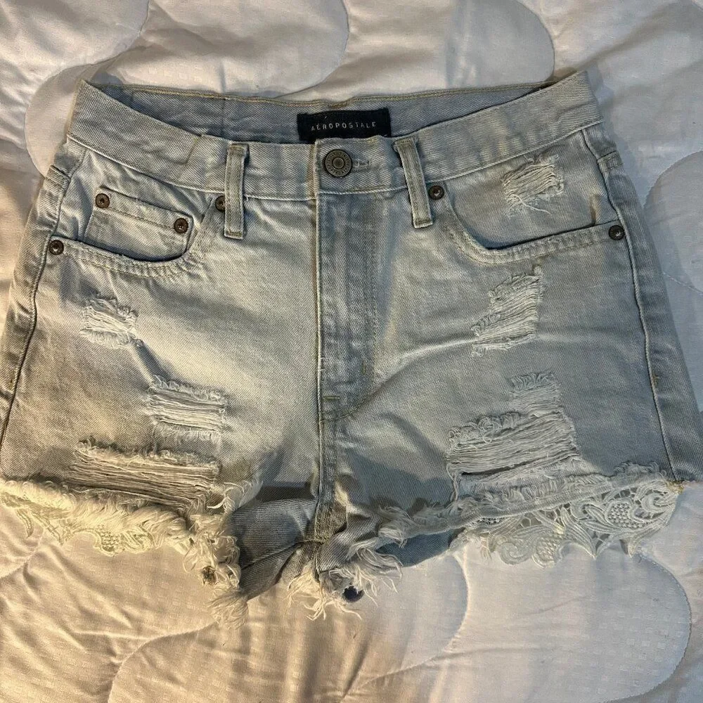Aeropostale Denim Shorts Size 4 Areo Cheeky